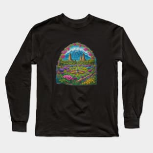 Dahlia Minimalist Flower Art Deco Retro Long Sleeve T-Shirt